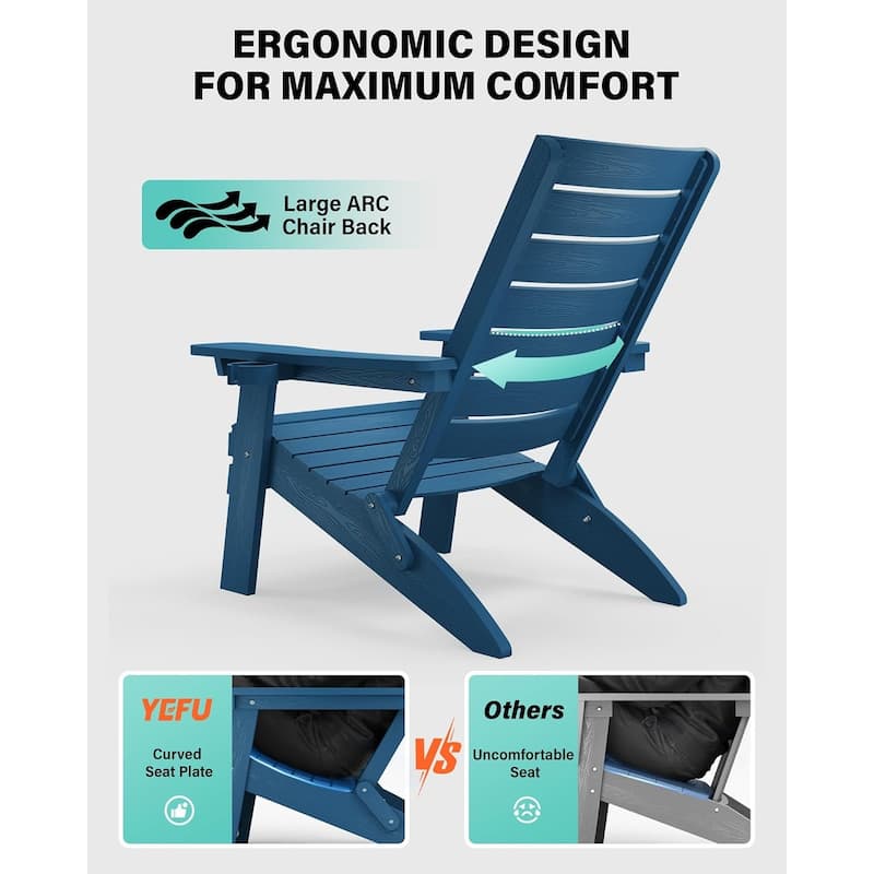 WINSOON HIPS Folding Adirondack Chairs with Arc Back & Cup Holder