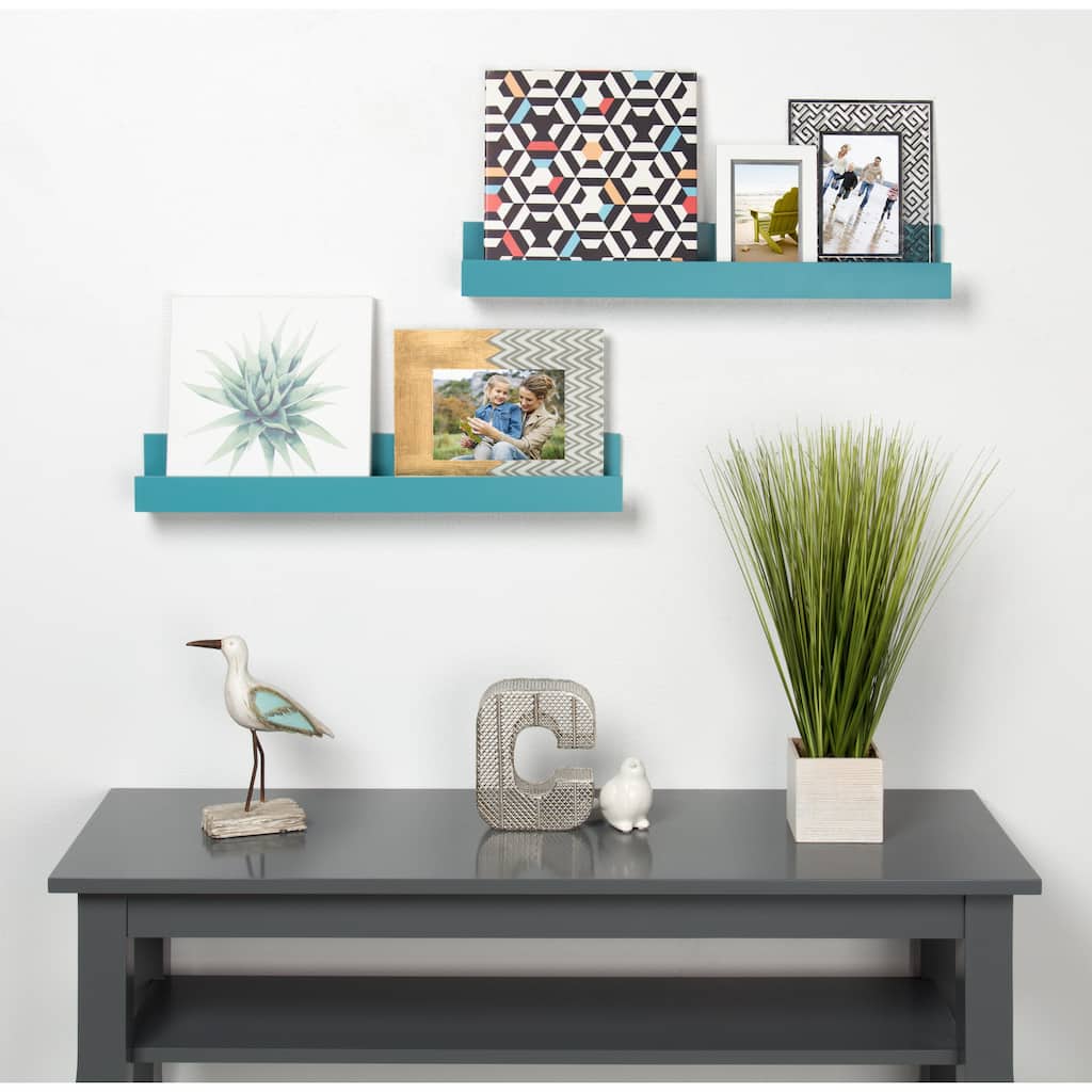 Levie 24 inch 2-Pack Wood Wall Picture Frame Holder Ledge