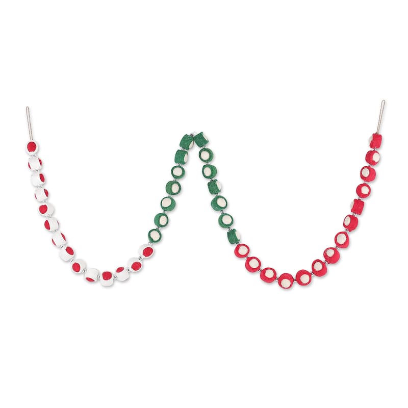 Novica Handmade Holiday Glory Wool Felt Christmas Tree Garland - Multicolor