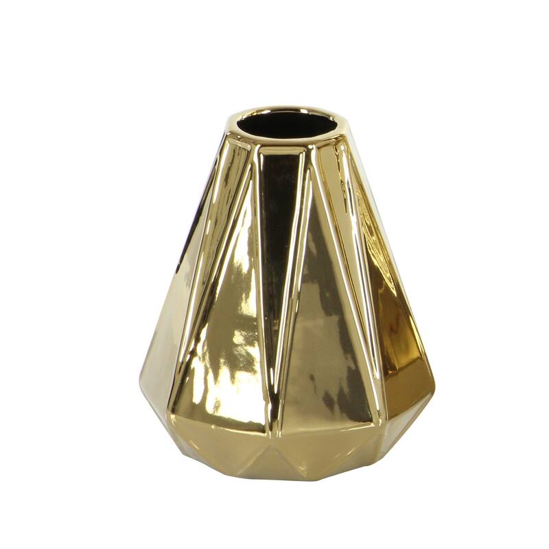 Gold, Silver or Gray Ceramic Geometric Vase (Set of 3) - S/3 7", 11", 15"H
