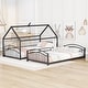 preview thumbnail 11 of 9, Black Twin Over Twin Metal Bunk Bed with Slide