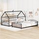 preview thumbnail 21 of 43, Twin over Twin Metal Bunk Bed with Slide, Roof, and Ladder