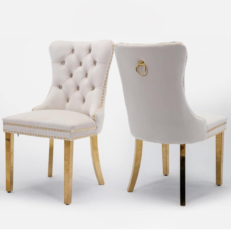 Tufted Naliheads Solid Wood Upholstered Dining Chairs (Set of 2)