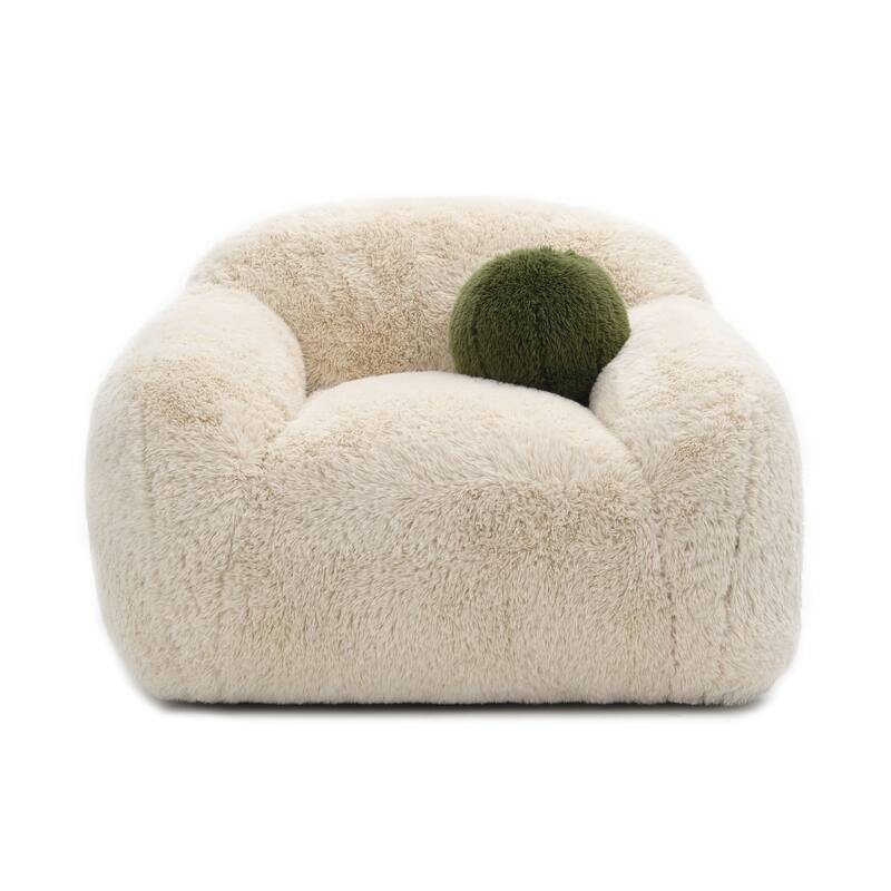 Furniture of America Cynra Modern 45-inch Faux Fur Swivel Arm Chair with Ball Pillow