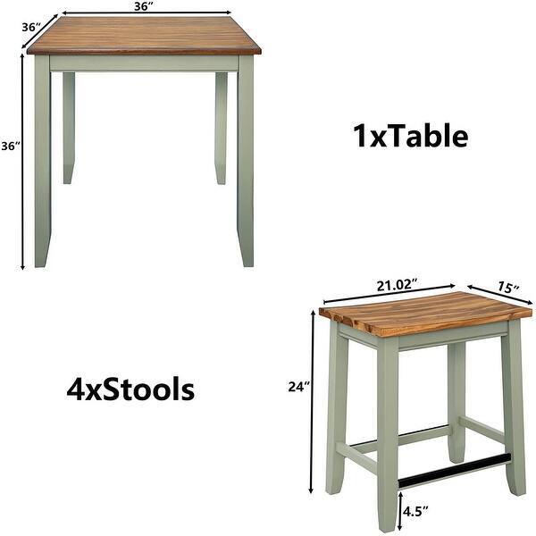 Merax Counter Height Dining Table Set with 4 Stools - Green - Bed Bath ...