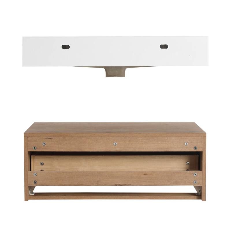 Floating Bathroom Vanity with Soft-Close Drawer, Imitative Oak Finish, Wall-Mounted Storage Cabinet for Bathroom Essentials