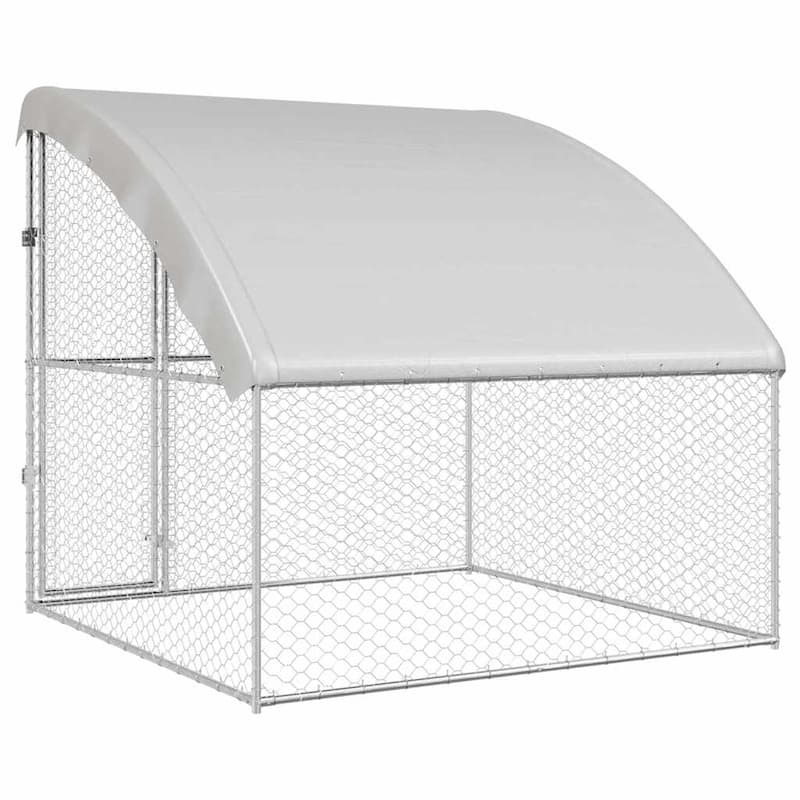 vidaXL Dog Kennel 2 pcs Silver Steel
