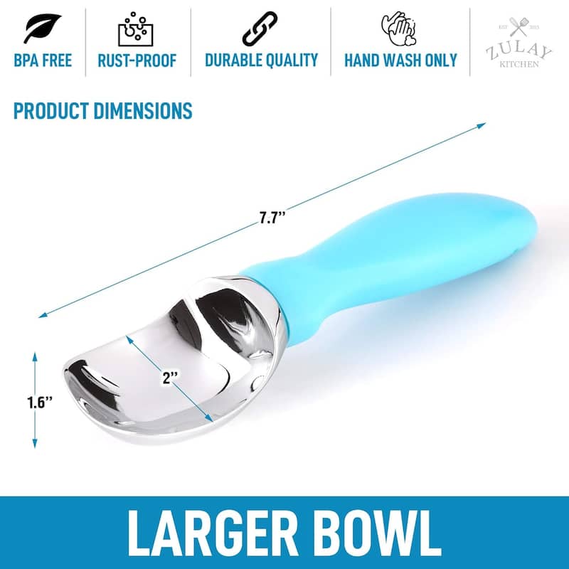 Zulay Kitchen Ice Cream Scoop With Soft Easy Grip Handle