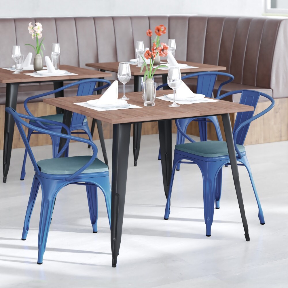 All Weather Metal Stack Chair with Arms and Poly Resin Seat Bed Bath Beyond 36553041