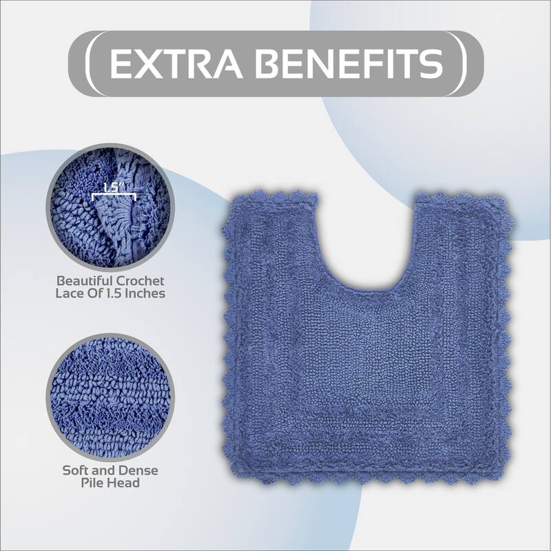 Better Trends Bath Rugs Set 100% Cotton Soft & Water Absorbent Tufted Bathroom Rug for Shower, Sink Bath Mats Lilly Crochet