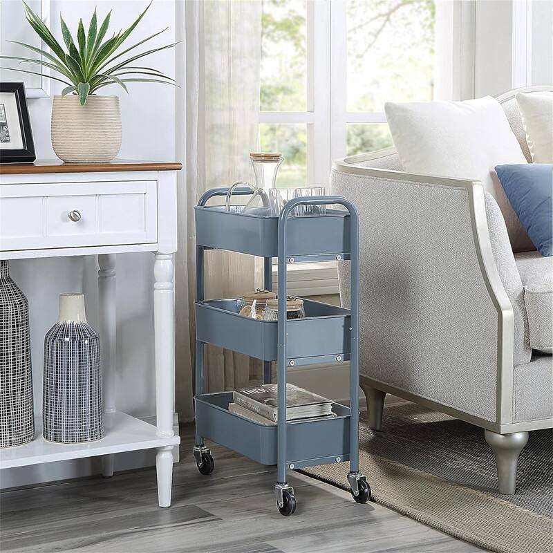 3-Tier Delicate Compact Rolling Metal Storage Organizer - 10.27"D x 15.5"W x 26.8"H