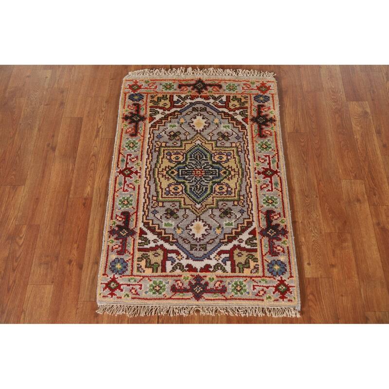 Medallion Heriz Serapi Accent Area Rug Hand-knotted Wool Carpet - 2'0"x 3'0"
