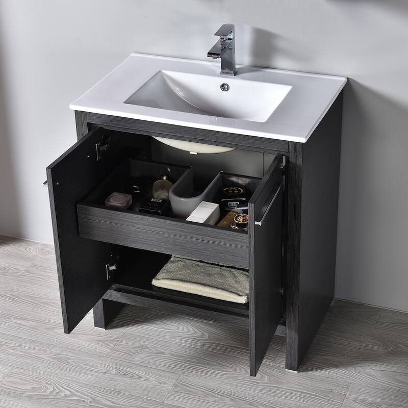 Solid Wood Bathroom Vanity with Mirror Medicine Cabinet