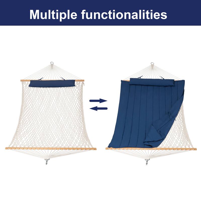 Outdoor Rope Hammock with Polyester Pad, 475 lbs Capacity