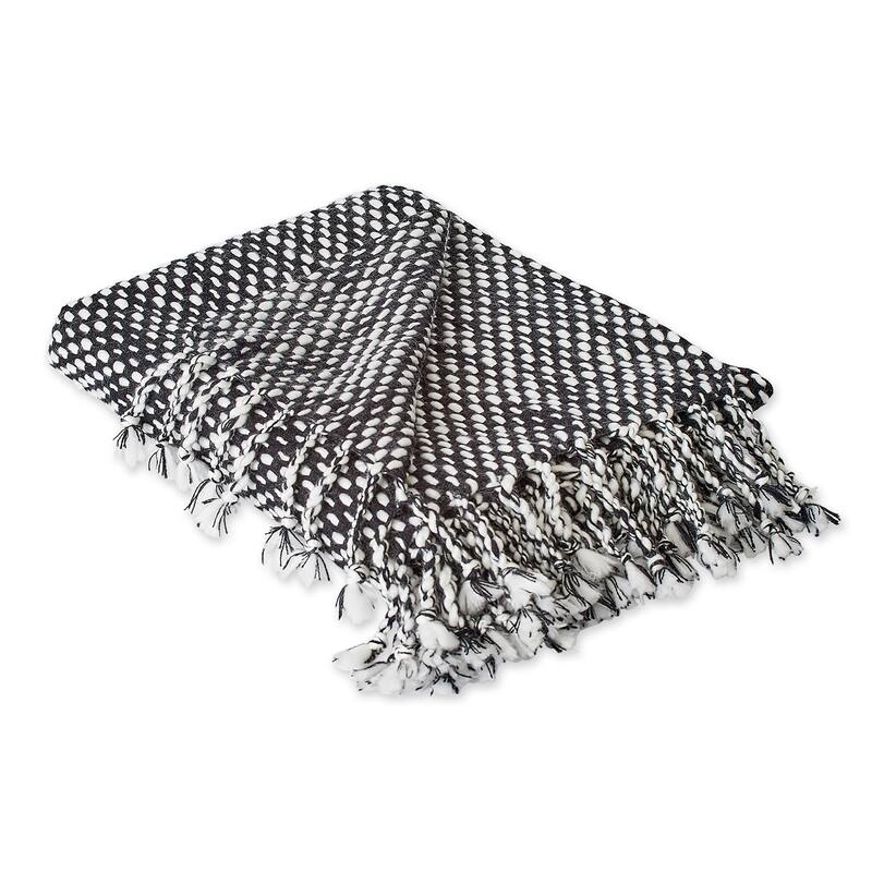 DII Navy & White Textured Acrylic Throw - Black & White