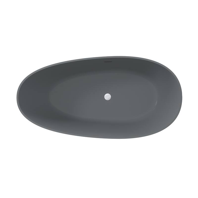 67" Solid Surface Freestanding Bathtub in Matte Black/Grey