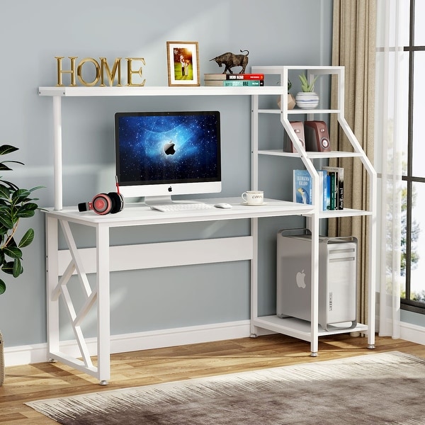 Computer Desk with 4-Tier Storage Shelves Home Office Desk - Overstock ...