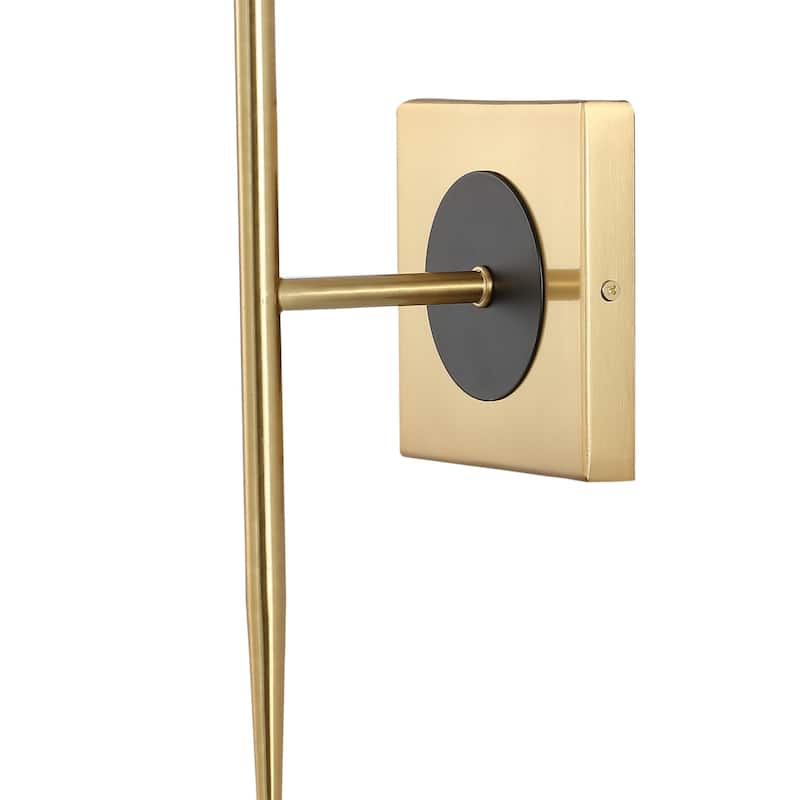 Chloe 6" 1-Light Coastal French Country Iron LED Sconce, Brass Gold/White by JONATHAN Y