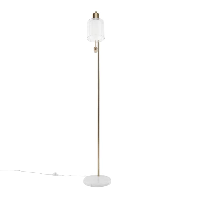 Lumisource Floor Lamp White Marble and Metal with Clear Frosted Glass - 29.5"Lx10.75"Wx73"H