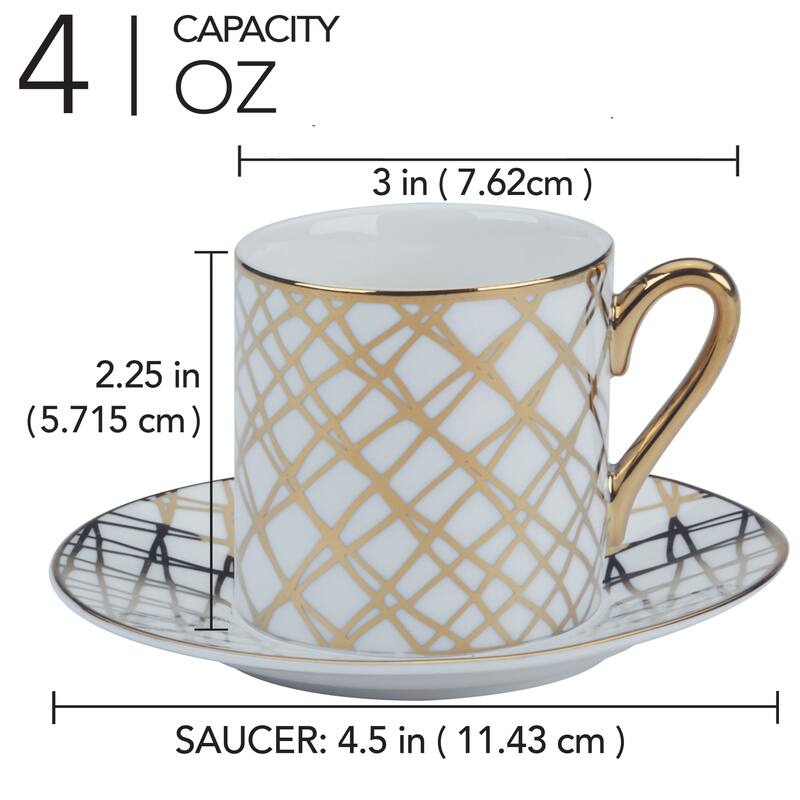 Certified International Matrix Gold Espresso Cup & Saucer