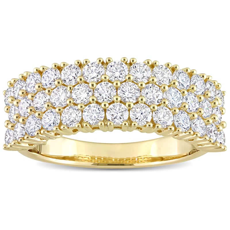 Miadora 1-3/4ct TDW Diamond Triple Row Semi-Eternity Ring in 14k Yellow Gold