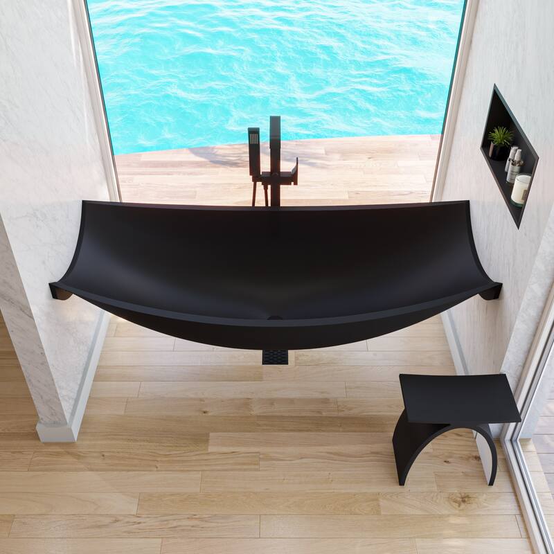 5" x 5" Black Matte Square Stainless Steel Shower Drain with Groove Holes