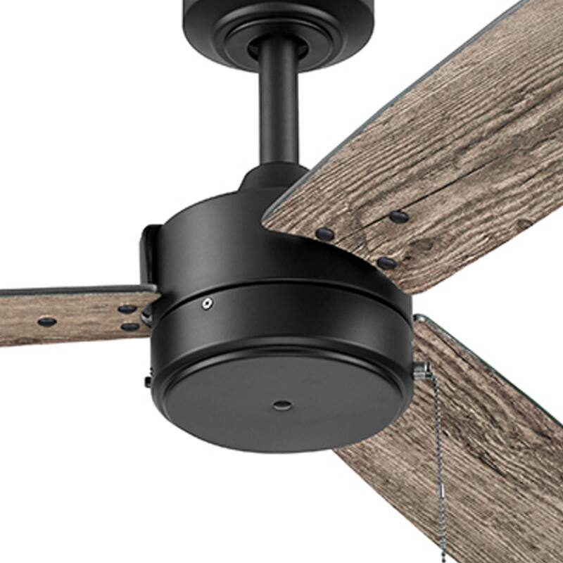 52" Prominence Home Journal Matte Black Contemporary Indoor/Outdoor Ceiling Fan with No Light, Pull Chain