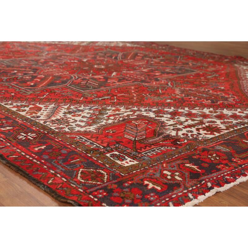 Hand Knotted Oriental 100% Wool Carpet Traditional Medallion Red Heriz Area Rug - 11' 3'' X 8' 5''