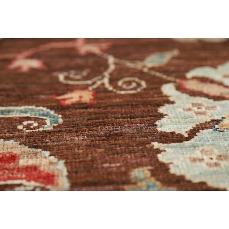 Brown Vegetable Dye Ziegler Oriental Area Rug Handmade Wool Carpet - 7'3" x 9'10"