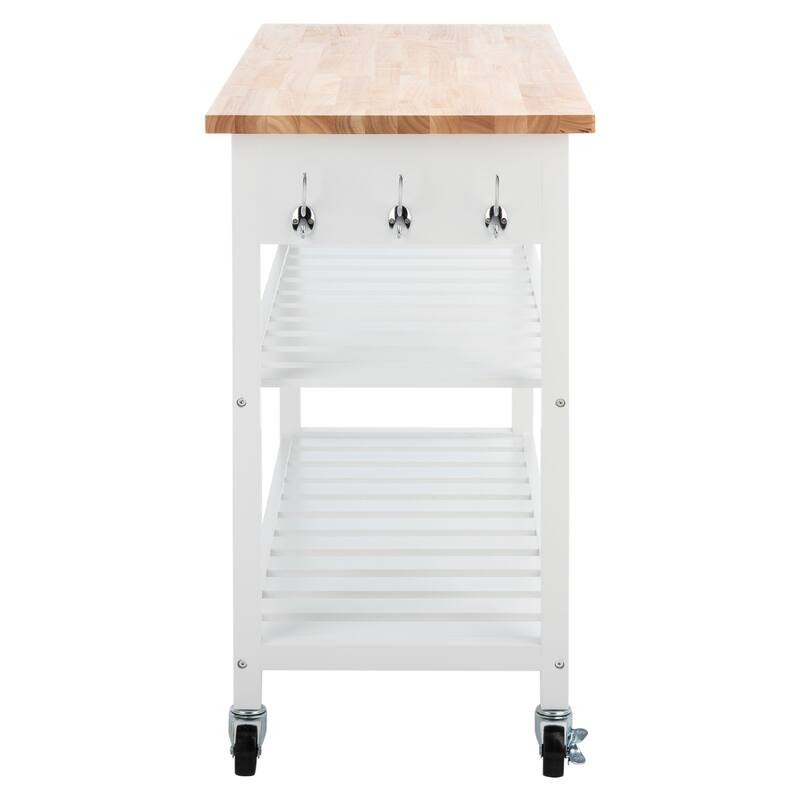 SAFAVIEH Risa 2-Drawer 2-Shelf Kitchen Cart - 47.2" W x 18.9" L x 35.4" H - 47Wx19Dx35H