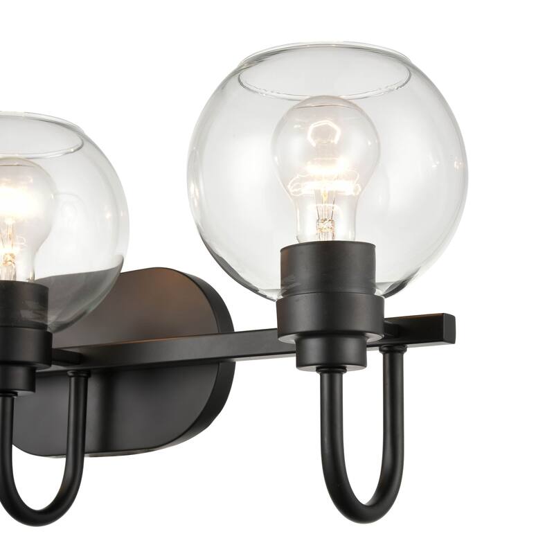 929 Lighting 3 Light Bathroom Vanity Fixture in Matte Black with Clear Glass Shades - Matte Black