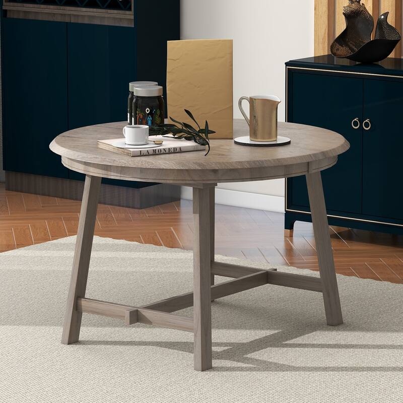 Round Extendable Wood Dining Table