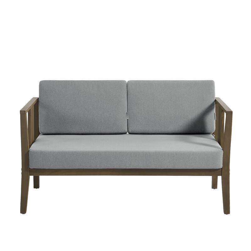 Teak Wood Weatherproof Outdoor Loveseat