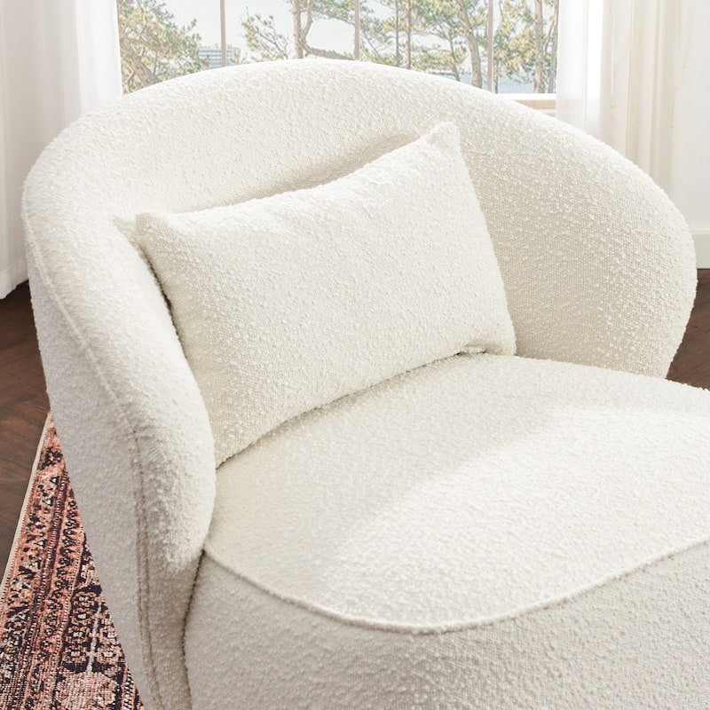 KINWELL 33" W Sherpa Boucle Upholstered Accent Swivel Chair (Set of 2)