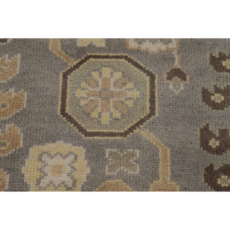 All-Over Oushak Indian Area Rug Hand-Knotted Wool Carpet - 8'1" x 9'11"