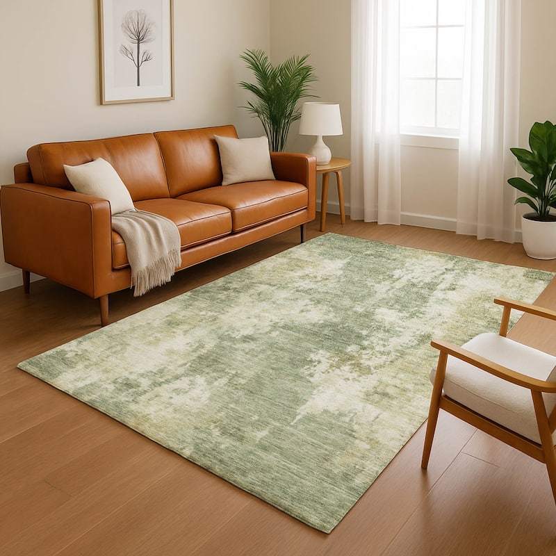 Premium Washable Super Soft Abstract Casual Mayfield Rug - Sage - 9' x 12'