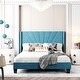 preview thumbnail 2 of 25, Queen Size Glam Velvet Wingback Upholstered Platform Bed with Foam Padded Headboard / Box Spring Needed / Fit up to 500LBS