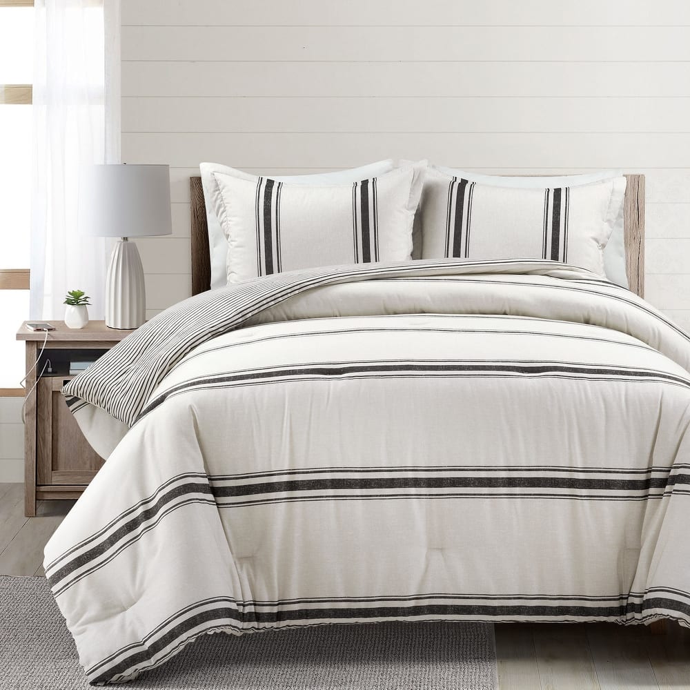 Lush Decor Farmhouse Stripe 3-piece Comforter Set