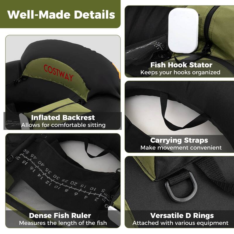 Costway Inflatable Float Tube with Adjustable Fishing Rod Holder Fish - See Details