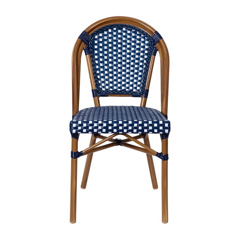 2 Pack All-Weather Commercial Paris Chairs with Bamboo Print Frame