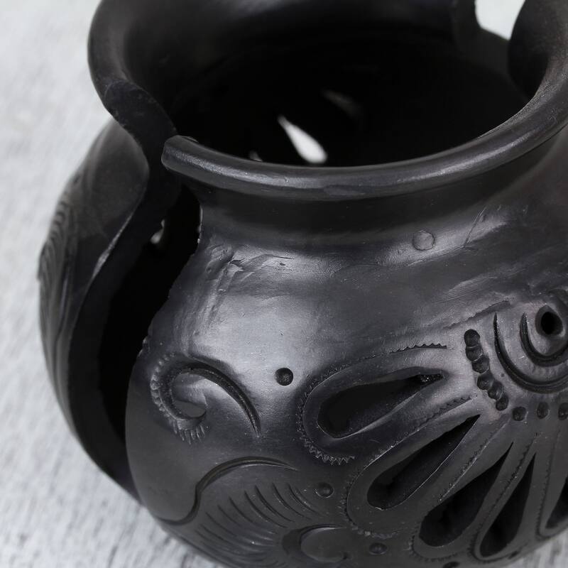 NOVICA Handmade Fan Flower Ceramic Napkin Holder
