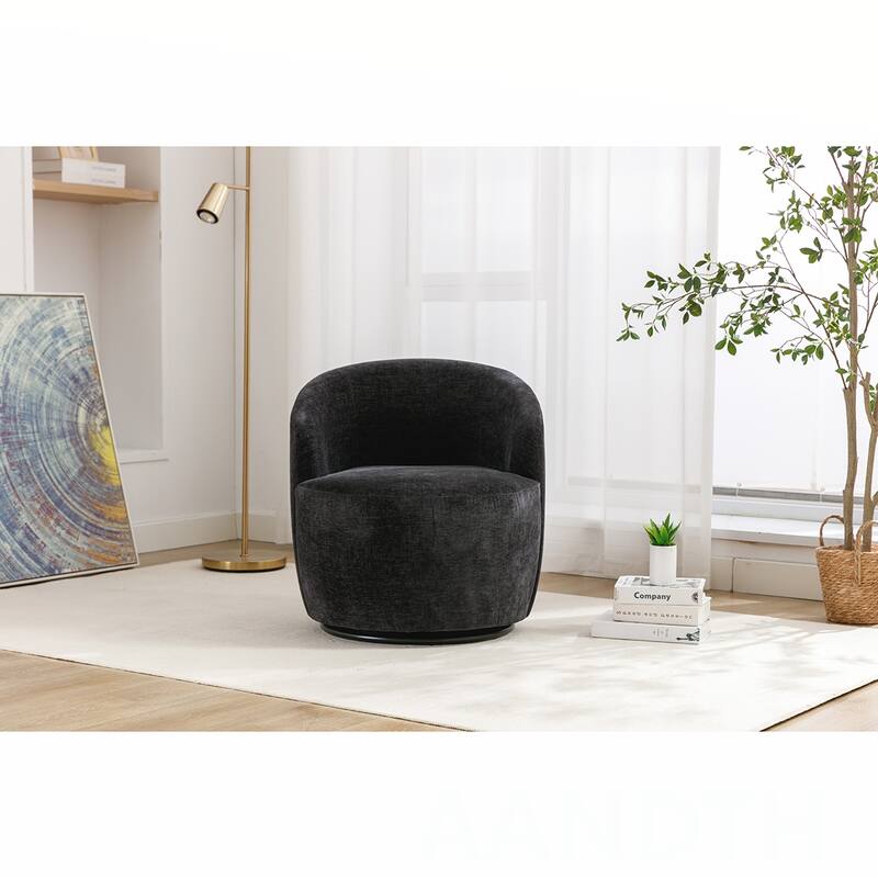 Chenille Swivel Barrel Chair