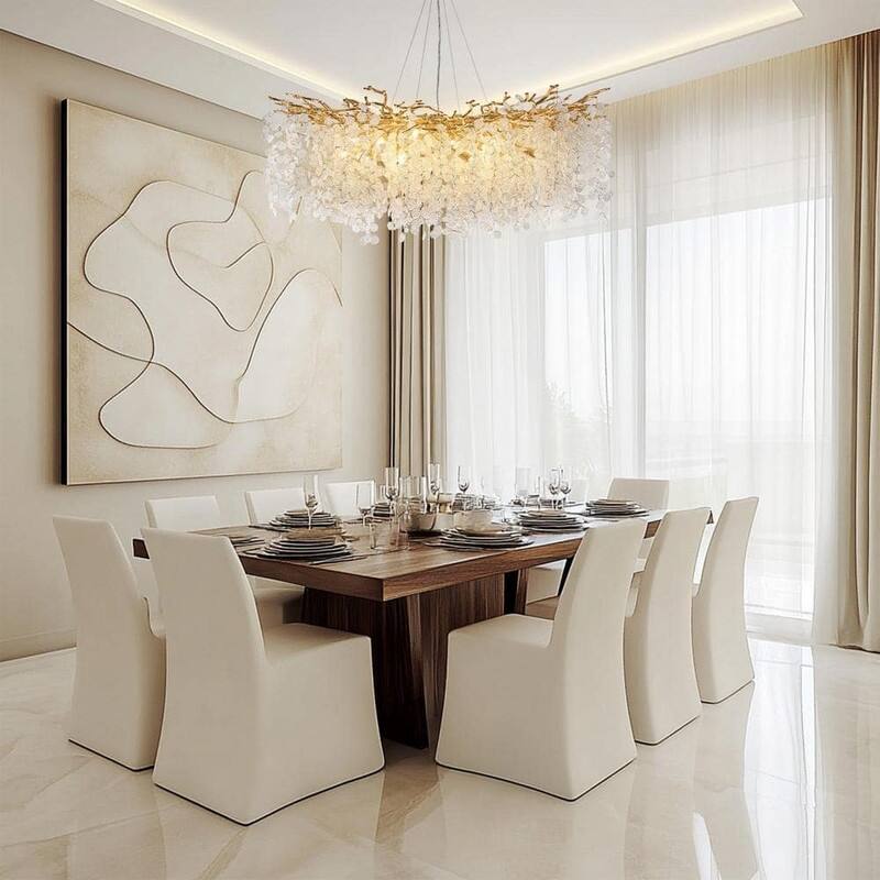 KAYLA 47.2" 18-Lights Gold Modern Tree Branch Chandelier, Luxury K9 Crystal Chandelier