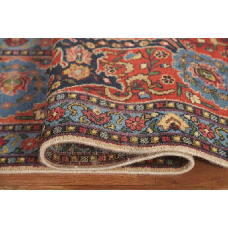 Signed Tabriz Persian Antique Area Rug Handmade Wool Carpet - 9'0" x 12'10"