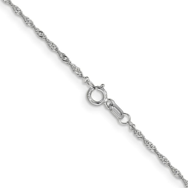Curata 14k White Gold 9" or 10" 1.1mm Singapore Chain Anklet (Spring-ring)