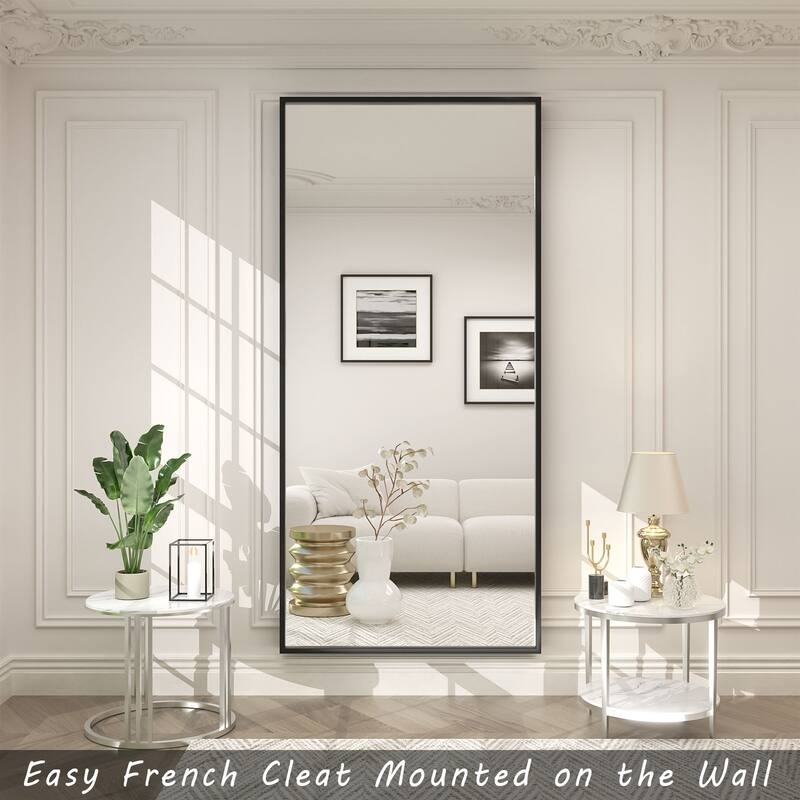 Aluminum Alloy Framed French Cleat Mounted Tempered Glass Wall Vanity Mirror