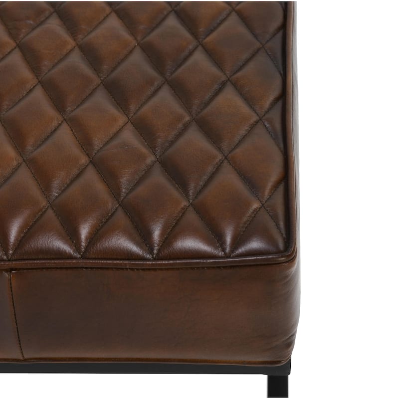 Classic Home Bruno Brown Leather Bench Stool
