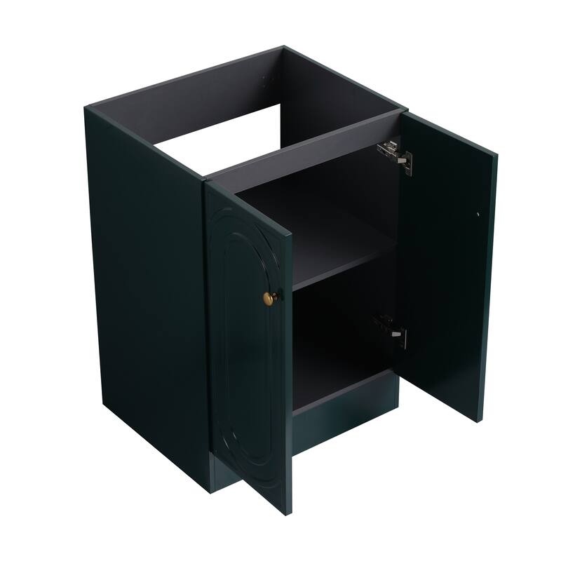 Modern 24 Inch Freestanding Bathroom Vanity Base without Sink, Storage Cabinet with Soft-Close Doors and Adjustable Shelves