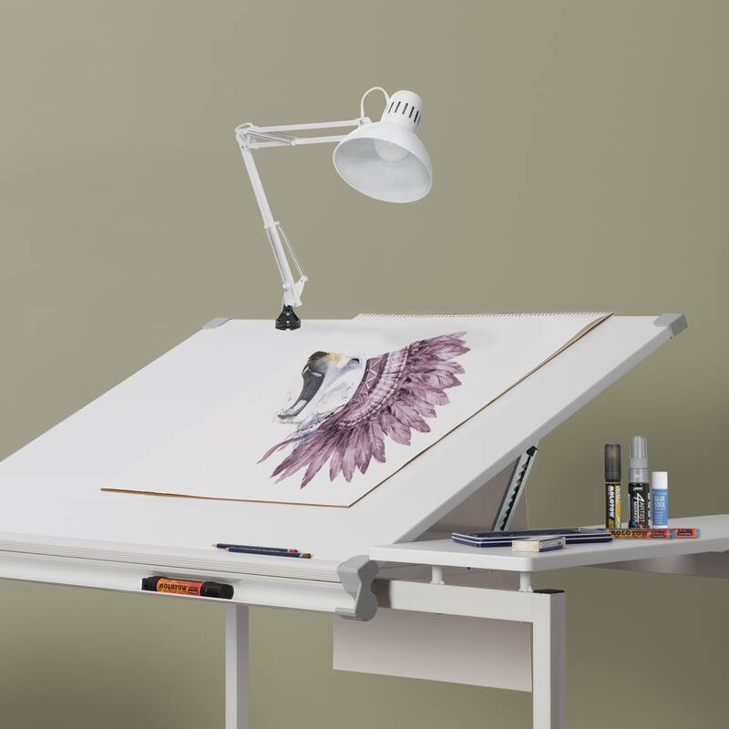 Studio Designs Swing Arm Desk Lamp with LED Bulb and Clamp Base