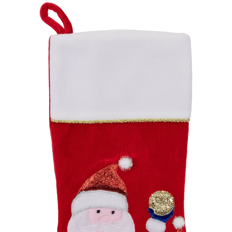 20.5" Red White Glittered Santa Claus Reindeer Christmas Stocking